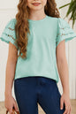 Round Neck Flutter Sleeve T-Shirt