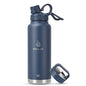 IDEUS Insulated Stainless Steel Water Bottle with 2 Leak-Proof Lids, Thermal Water Flask for Hiking Biking, 40oz, Navy Blue