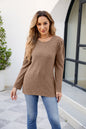 Round Neck Long Sleeve Ribbed Blouse