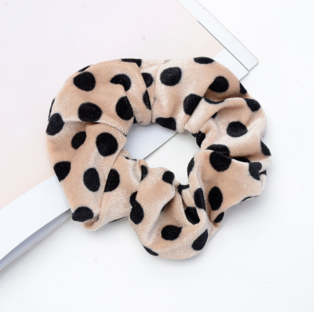 Vintage leopard spotted hair circle fabric hair accessory scrunchie