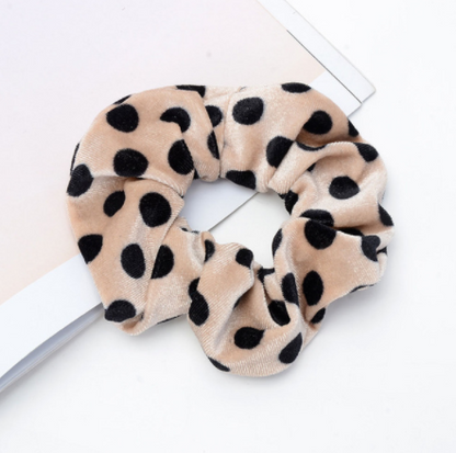 Vintage leopard spotted hair circle fabric hair accessory scrunchie