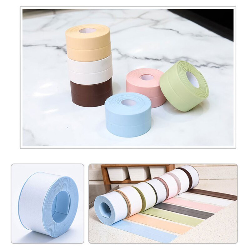 3.2mx38mm Bathroom Shower Sink Bath Sealing Strip Tape White PVC Self adhesive Waterproof Wall Sticker for Bathroom Kitchen - DunbiBeauty, LLC