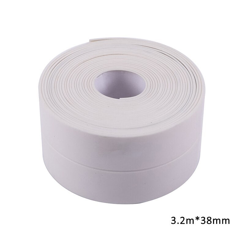 3.2mx38mm Bathroom Shower Sink Bath Sealing Strip Tape White PVC Self adhesive Waterproof Wall Sticker for Bathroom Kitchen - DunbiBeauty, LLC