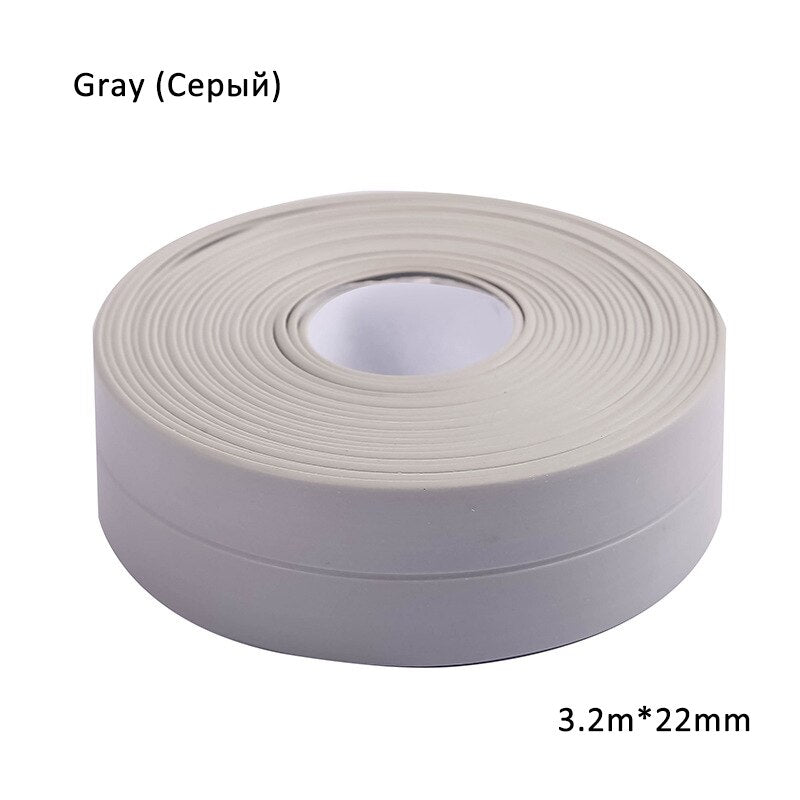 3.2mx38mm Bathroom Shower Sink Bath Sealing Strip Tape White PVC Self adhesive Waterproof Wall Sticker for Bathroom Kitchen - DunbiBeauty, LLC