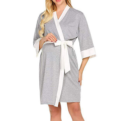 Summer Maternity Pajamas Robe Nightgown Nightdress Nursing Dress Wrap Sleepwear Nightwear Larnt