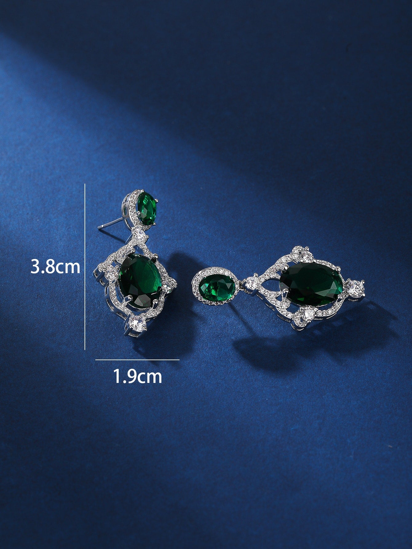 A pair of luxurious exquisite vintage creative senior all-match imitation gemstone full diamond micro-inset zircon S925 silver needle ladies earrings daily bridal party date wear