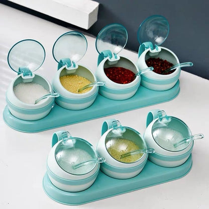 3/4pcs set Nordic Seasoning Box Set Kitchen Salt Sugar Storage Boxes Holder Plastic Spice Jar Condiment Cruet Home Kitchen Tools - DunbiBeauty, LLC