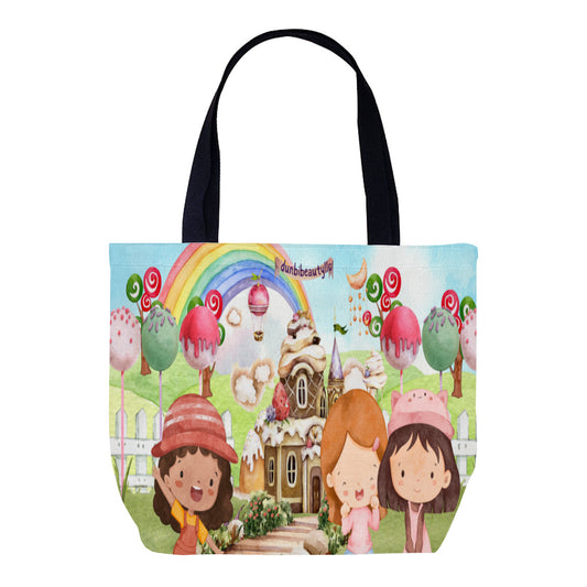 Canvas Bag｜Polyester - Watercolor, Candy, Pastel, Lollypops, Chocolate, Treats, Dessert, Girls, Friends, Rainbow, Candy Shop, Hot Air Balloon, Cake Pops, Chocolate Clouds (Designed by Dunbi)