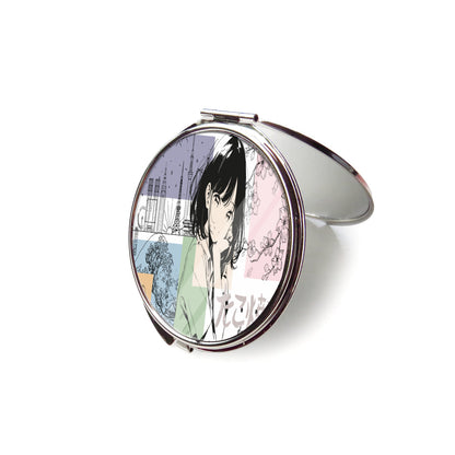 Portable Cosmetic Mirror｜Stainless Steel - Japanese, Japan, Girl, Kawaii, Cute, Anime, Manga Style, Peace, Sushi, Tokyo, Cherry Blossoms (Designed by Dunbi)