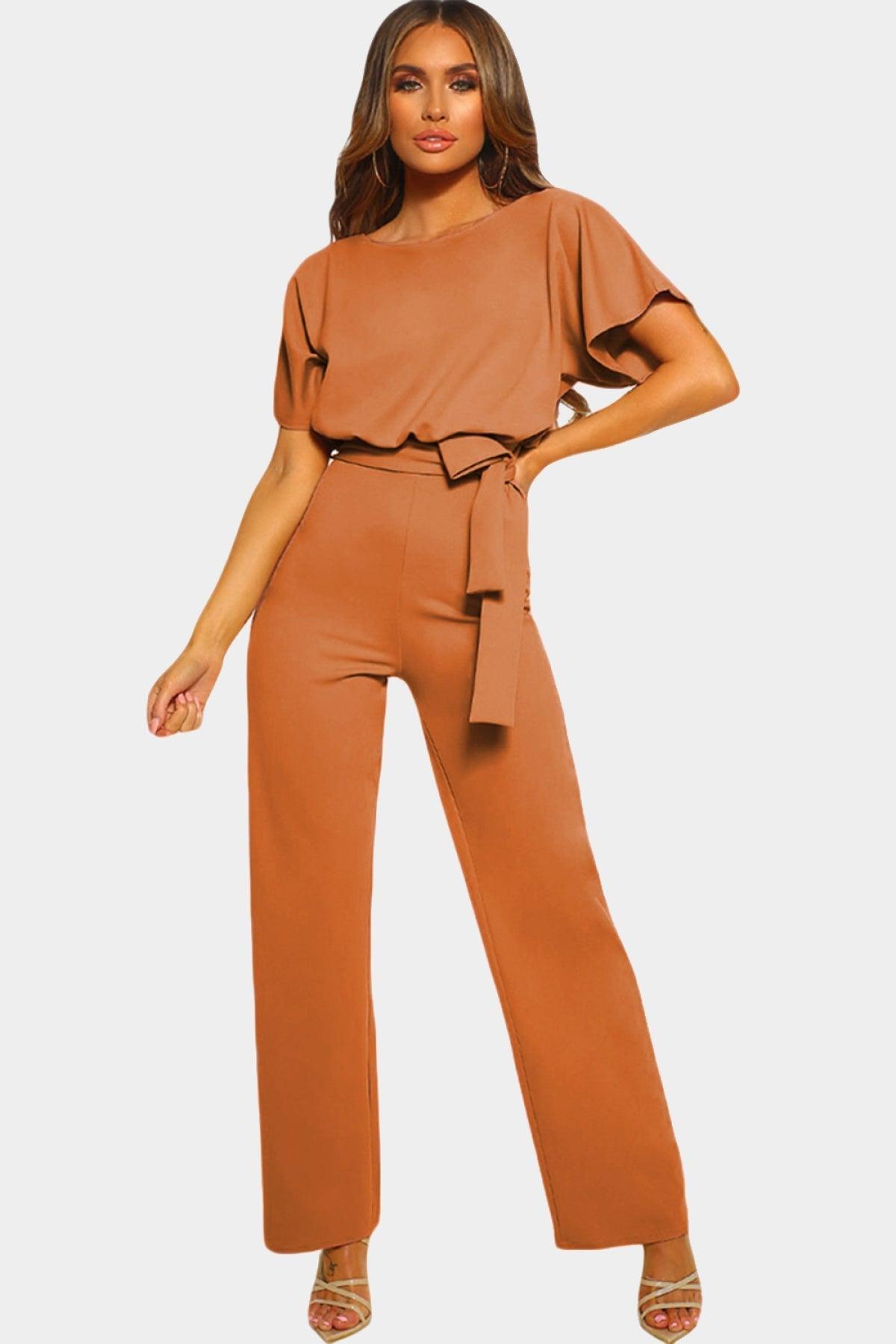 Oh So Glam Belted Wide Leg Jumpsuit Kiwidrop