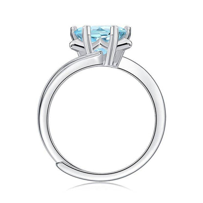 Natural Topaz Crown-Shaped 925 Sterling Silver Adjustable Rings