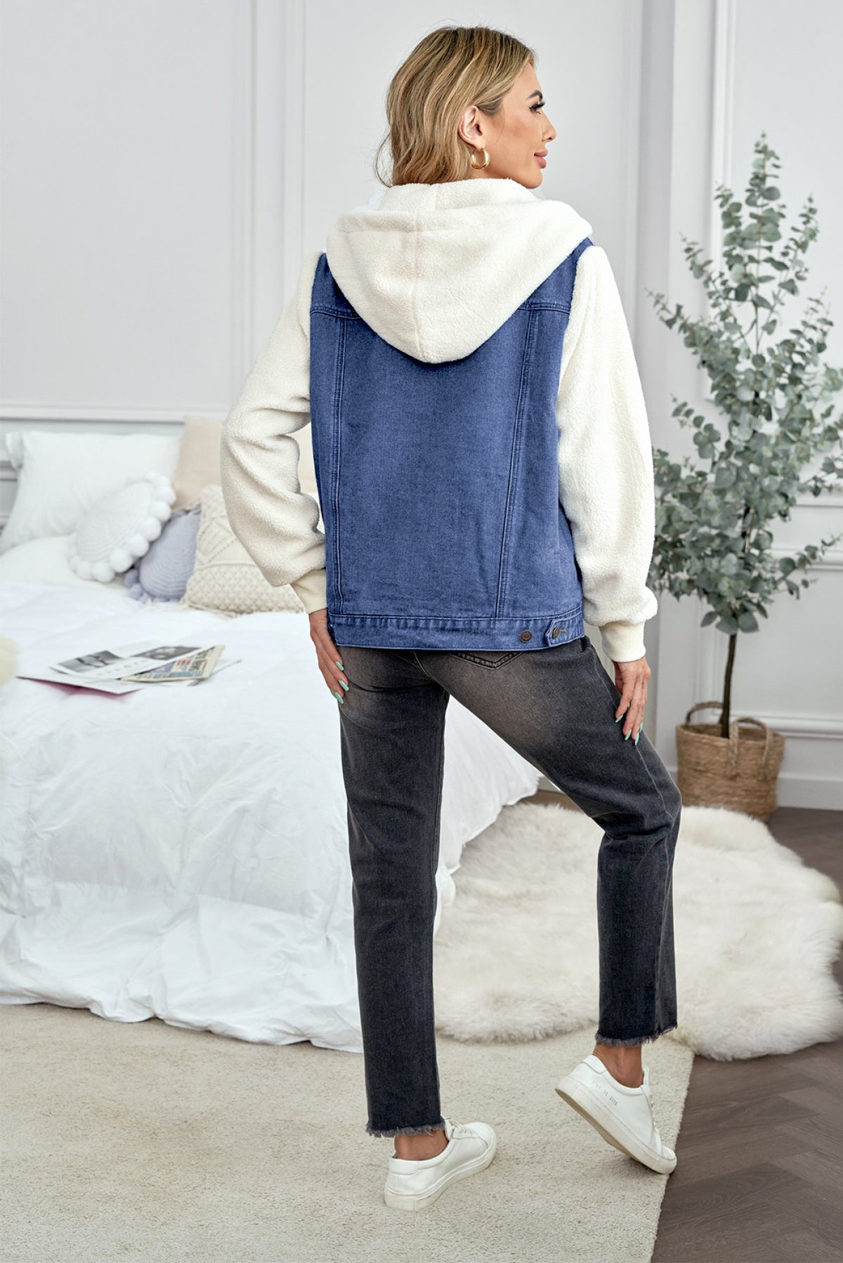 Sherpa Denim Splicing Buttoned Jacket Kiwidrop