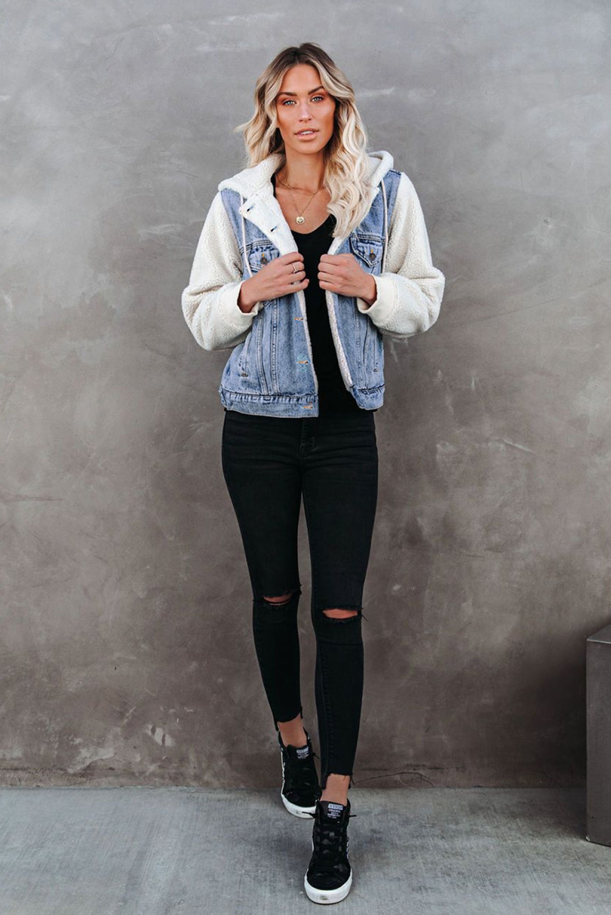 Sherpa Denim Splicing Buttoned Jacket Kiwidrop