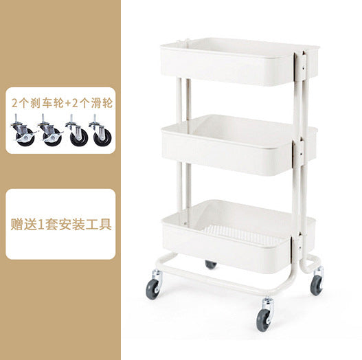 Movable wheeled kitchen storage rack trolley living room storage floor-to-floor beauty salon trolley supplies storage rack Larnt