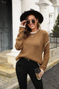 Round Neck Long Sleeve Waffle-Knit Sweater