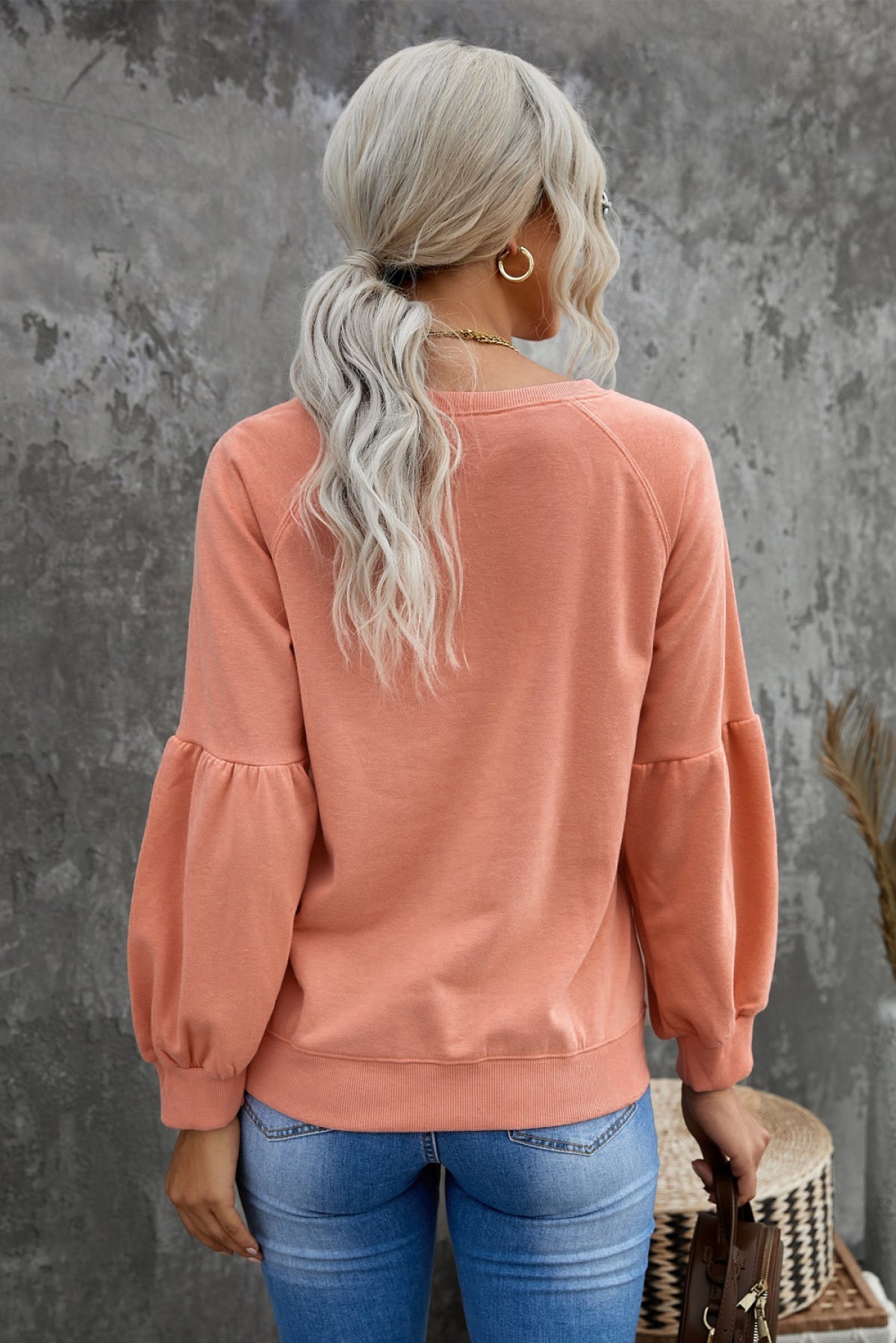 Raglan Patchwork Sleeve Pullover Sweatshirt Kiwidrop