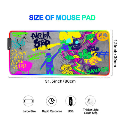 Multi-Interface Lighted Mouse Pad｜Rubber - Graffiti, Paint, Art, Spray Painting, Don't Give Up, Inspirational, Motivational (Designed by Dunbi)