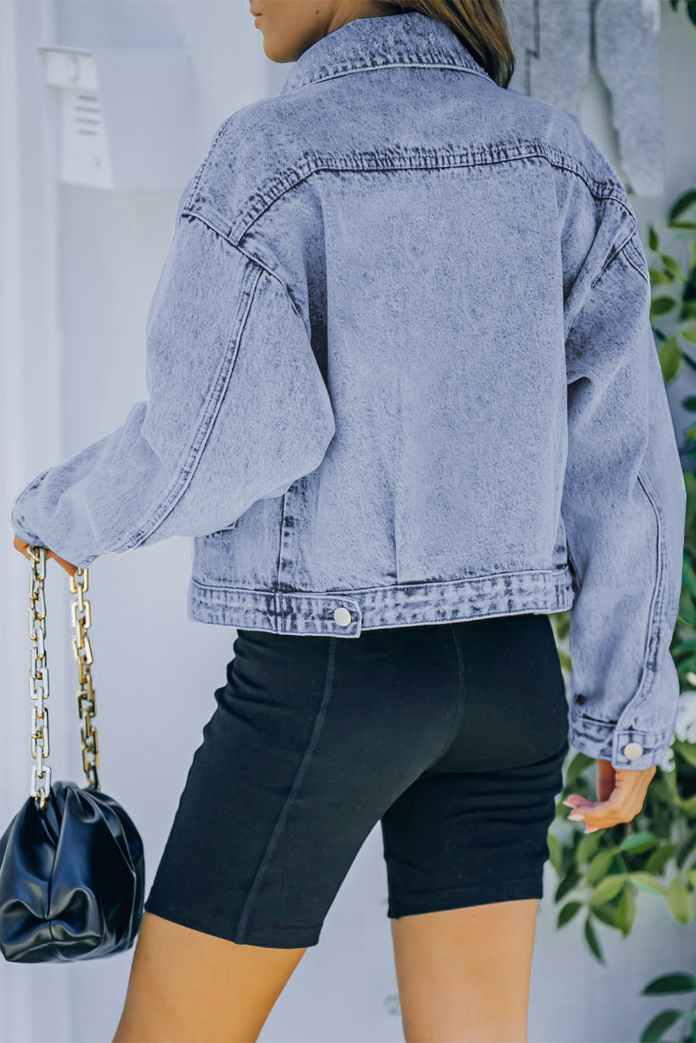 Sky Blue Buttoned Denim Jacket With Pocket Kiwidrop