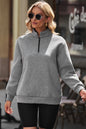 Quarter Zip Dropped Shoulder Sweatshirt Trendsi