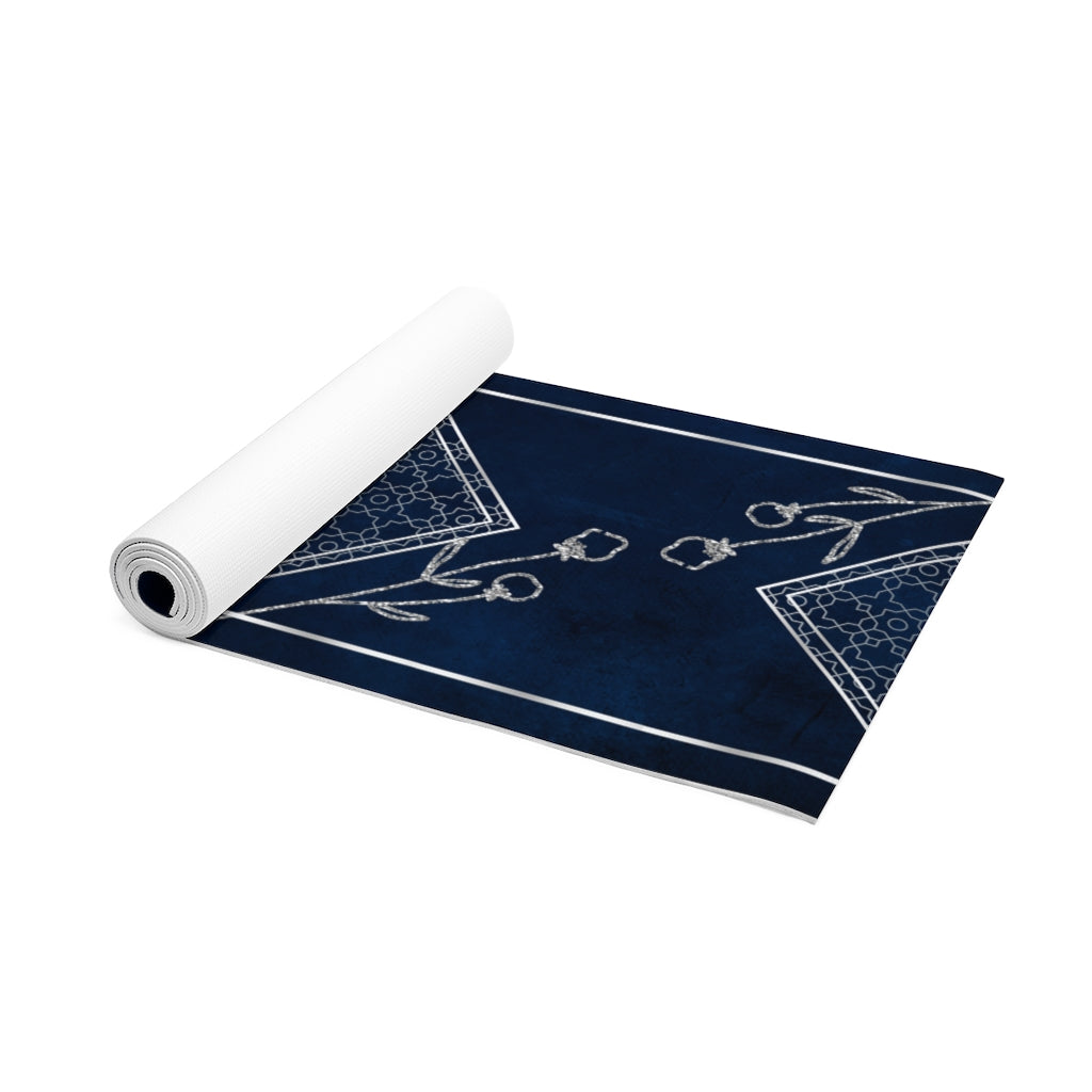 Titanium in Blue Foam Yoga Mat Printify