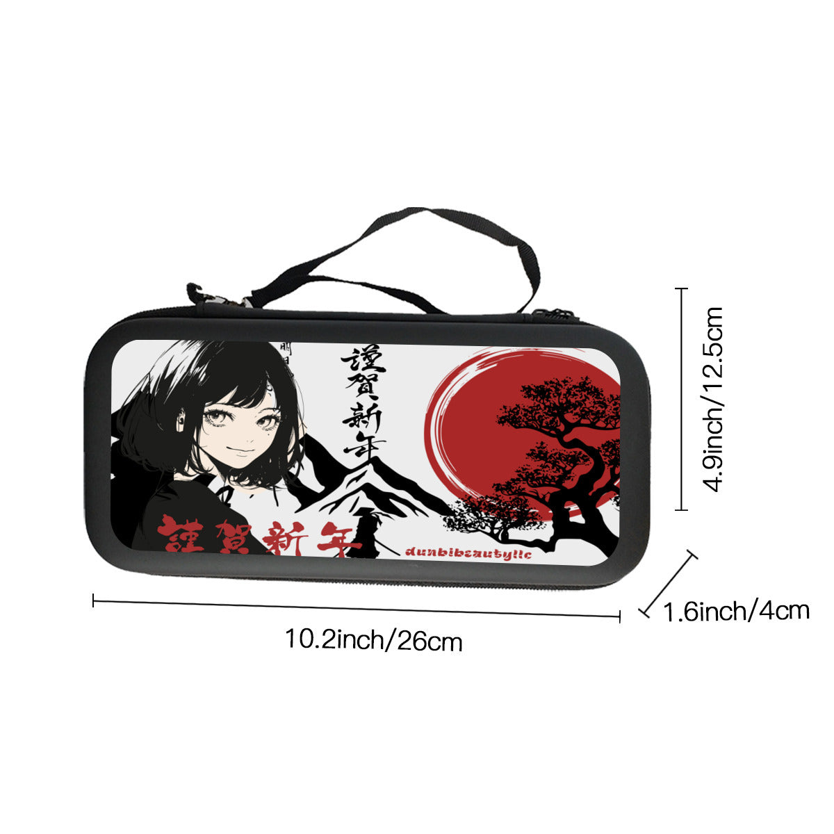 Nintendo Switch Storage Bag (Double-Sided Printing)｜Eva Material -Japan, Japanese, Red, Samurai, Pretty Girl, Tiger, Kanji, Mountains (Designed by Dunbi)