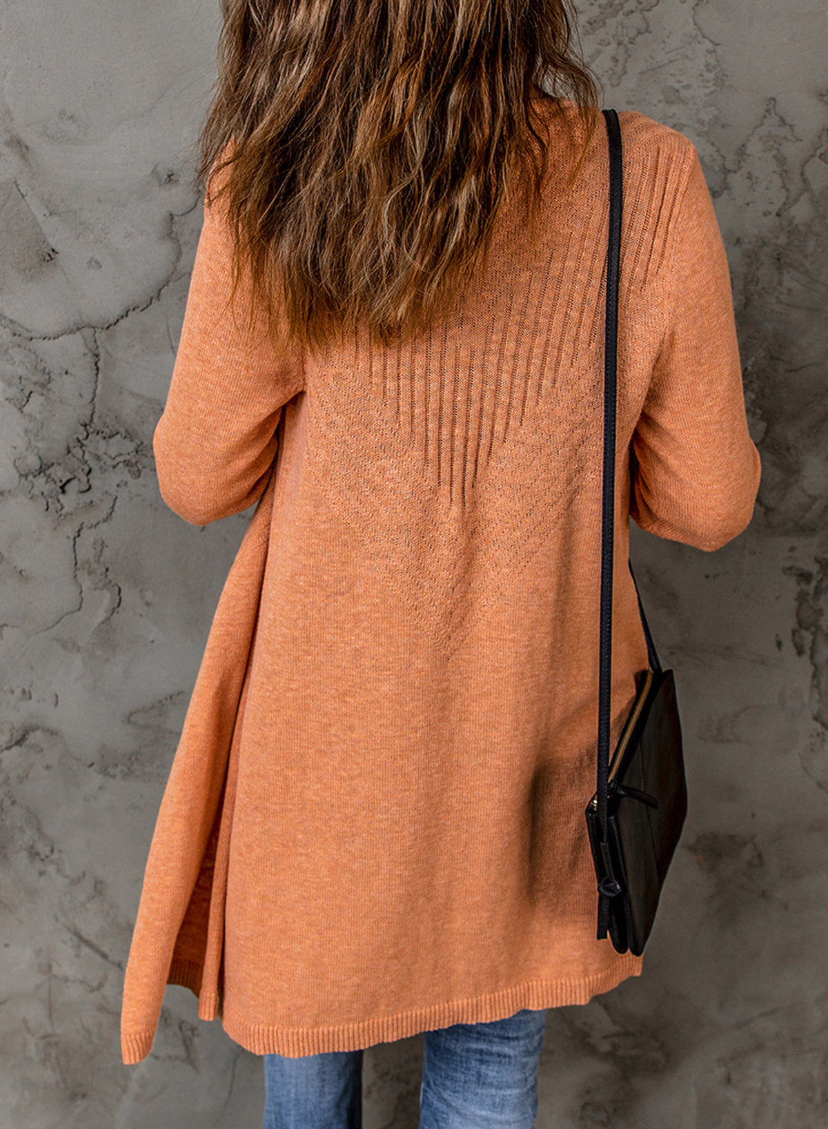 Ribbed Open Front Cardigan Trendsi