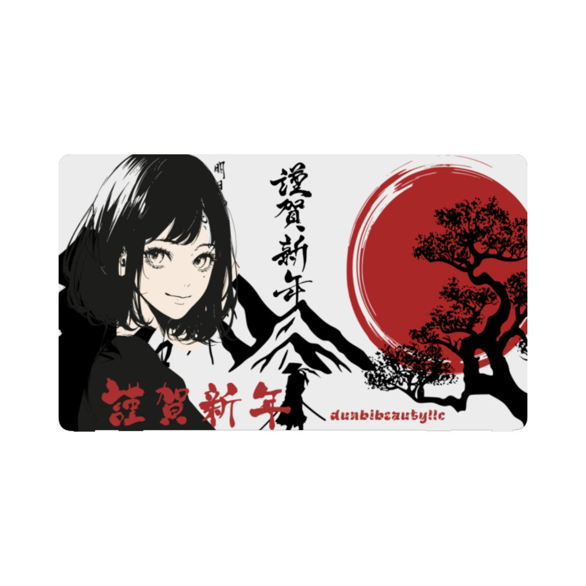 Nintendo Switch Game Console Stickers ｜PVC - Japan, Japanese, Red, Samurai, Pretty Girl, Tiger, Kanji, Mountains (Designed by Dunbi)