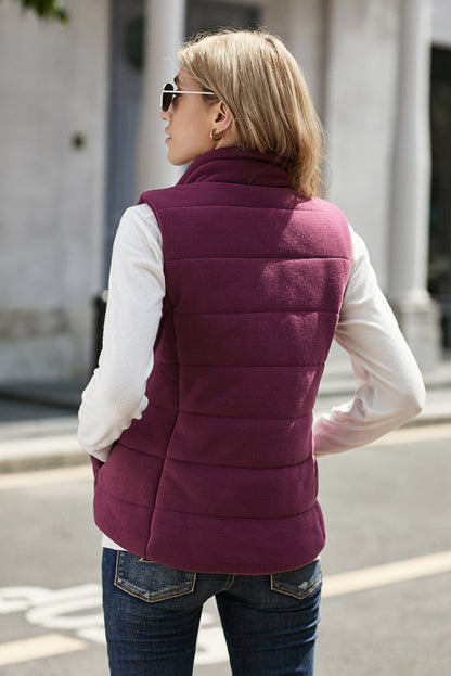 Quilted Mock Neck Vest Kiwidrop