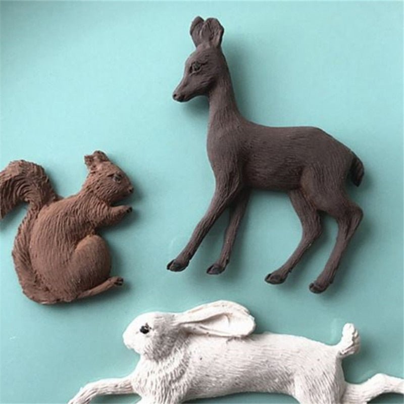 3D Rabbit Squirrel Fawn Bunny Silicone Mould Fondant Cake Chocolate Soap Mold Cupcake Tool Kitchen Dessert Accessories Appliance - DunbiBeauty, LLC