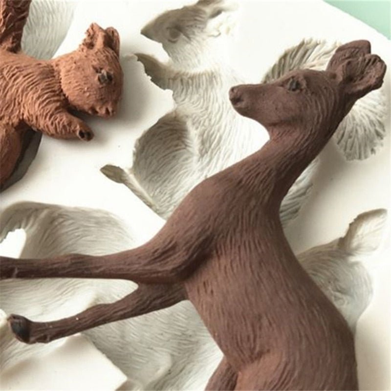 3D Rabbit Squirrel Fawn Bunny Silicone Mould Fondant Cake Chocolate Soap Mold Cupcake Tool Kitchen Dessert Accessories Appliance - DunbiBeauty, LLC