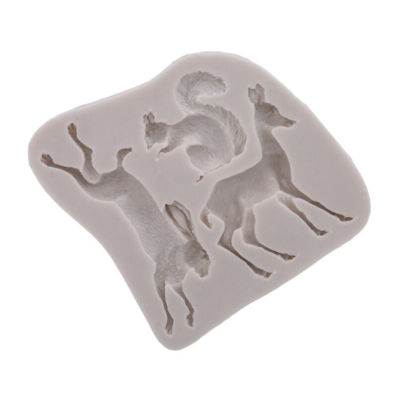 3D Rabbit Squirrel Fawn Bunny Silicone Mould Fondant Cake Chocolate Soap Mold Cupcake Tool Kitchen Dessert Accessories Appliance - DunbiBeauty, LLC