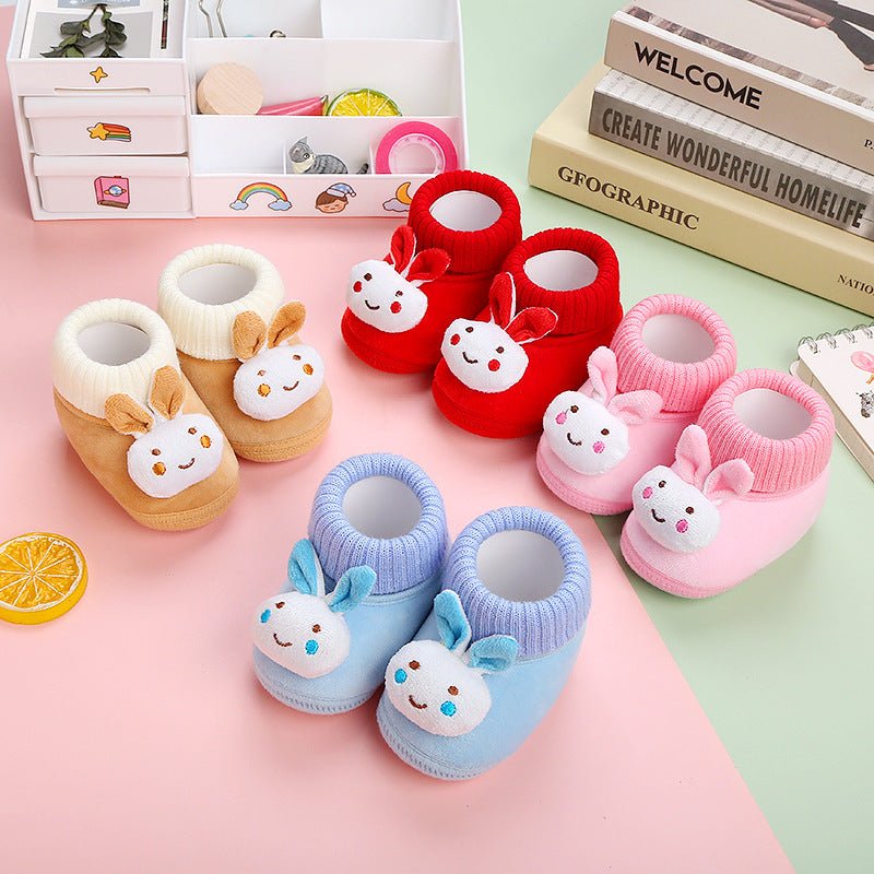 3D Rabbit Theme Soft Baby Shoes for 0 to 12 Months with Fleece Lining - DunbiBeauty, LLC