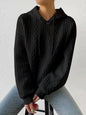 Full Size Textured Drawstring Long Sleeve Hoodie