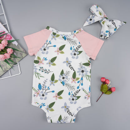 Floral Short Raglan Sleeve Bodysuit