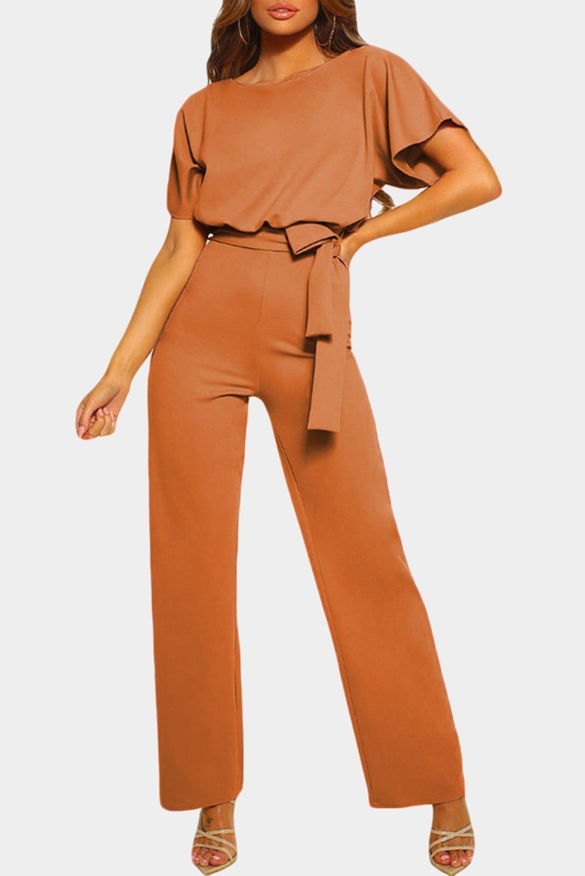 Oh So Glam Belted Wide Leg Jumpsuit Kiwidrop