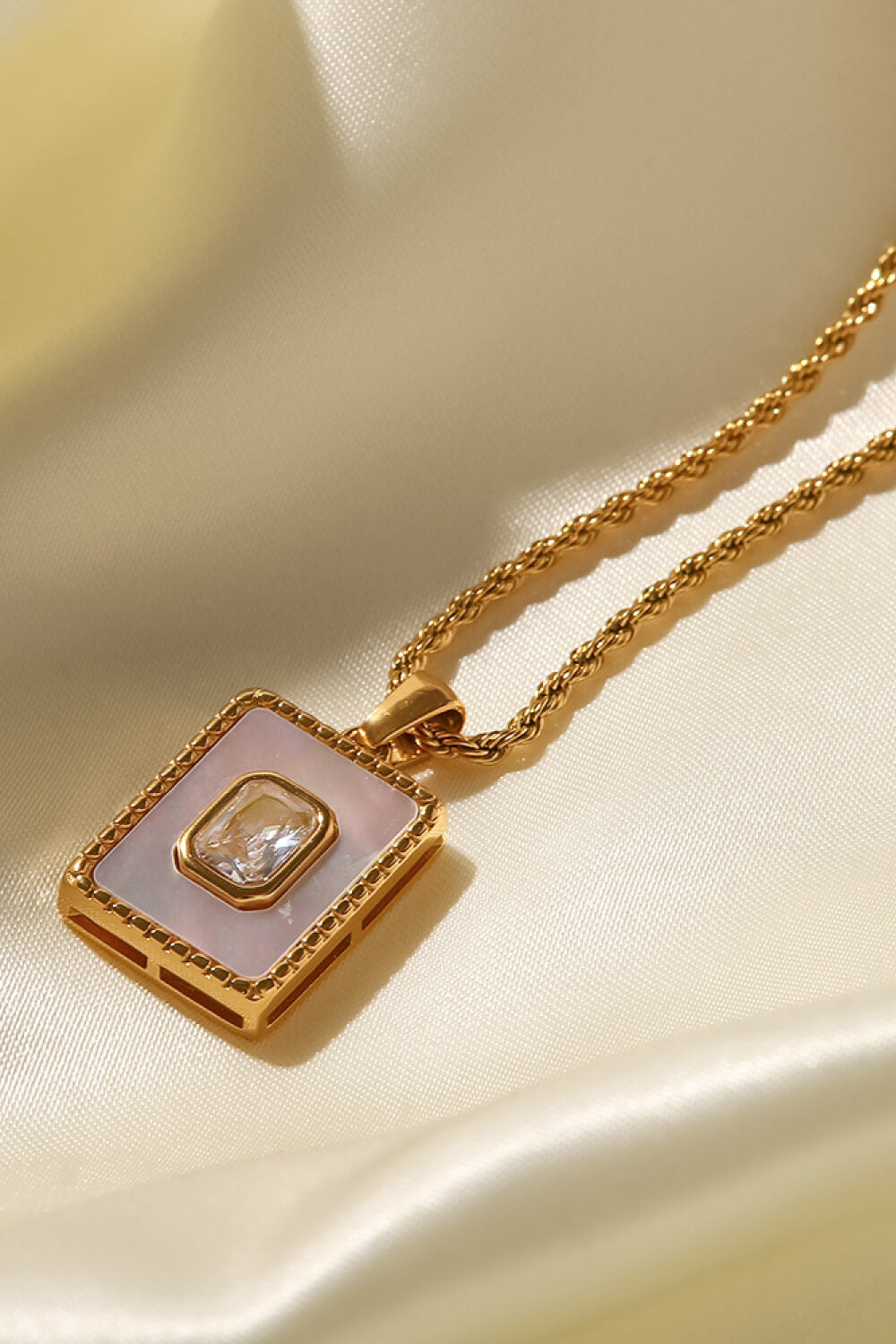 Square Pendant Twisted Chain Necklace Trendsi