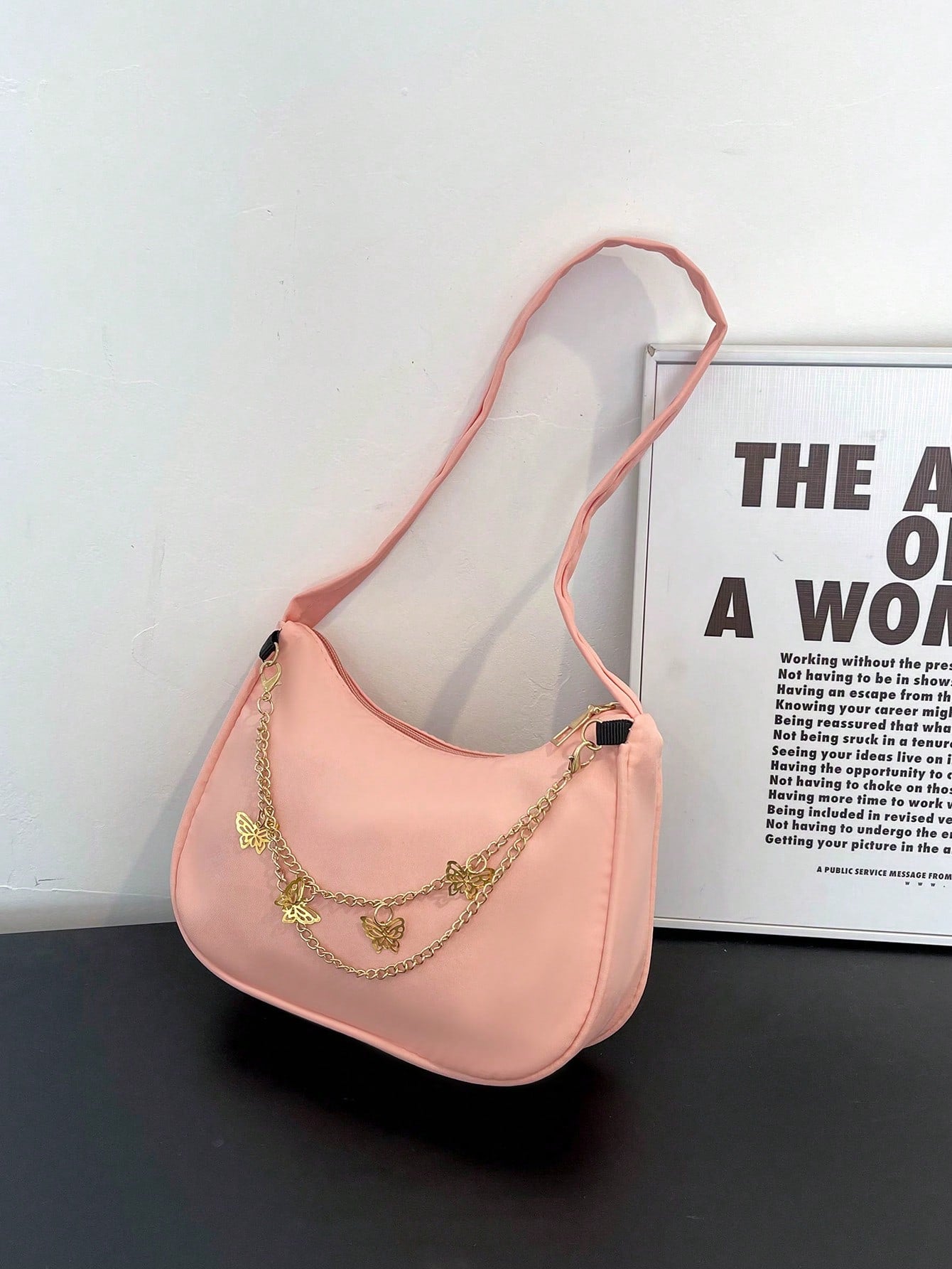 Butterfly Charm Polyester Shoulder Bag