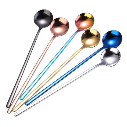 3Pcs 304 Food Grade Stainless Steel Spoon Set Long Handle Ice Cream Tea Coffee Spoons Kitchen Accessories - DunbiBeauty, LLC