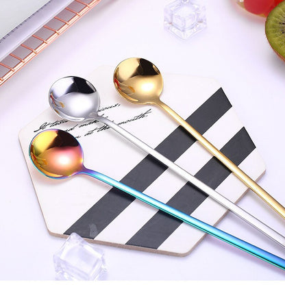 3Pcs 304 Food Grade Stainless Steel Spoon Set Long Handle Ice Cream Tea Coffee Spoons Kitchen Accessories - DunbiBeauty, LLC