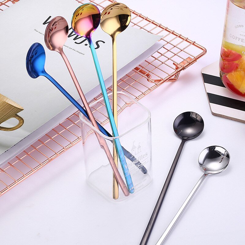 3Pcs 304 Food Grade Stainless Steel Spoon Set Long Handle Ice Cream Tea Coffee Spoons Kitchen Accessories - DunbiBeauty, LLC