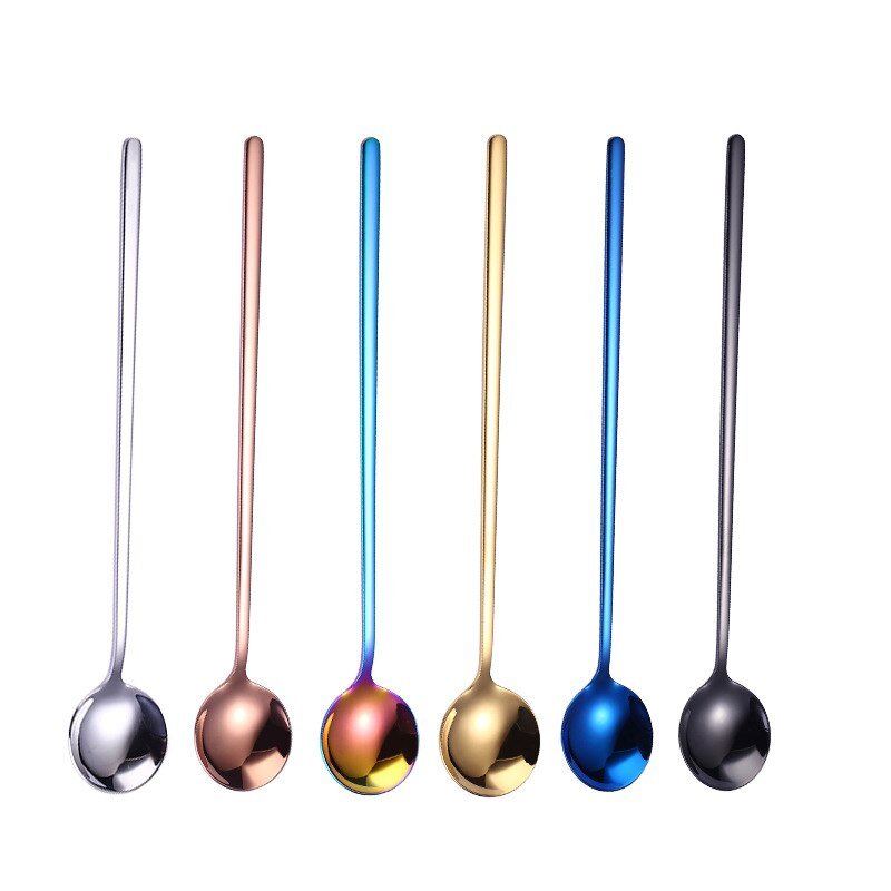 3Pcs 304 Food Grade Stainless Steel Spoon Set Long Handle Ice Cream Tea Coffee Spoons Kitchen Accessories - DunbiBeauty, LLC