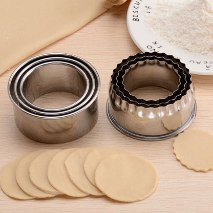 3Pcs Cookie Pastry Maker Portable Dumplings Cutter Stainless Steel Dough Cutting Tool Round/Flower Shaped Kitchen Gadgets - DunbiBeauty, LLC