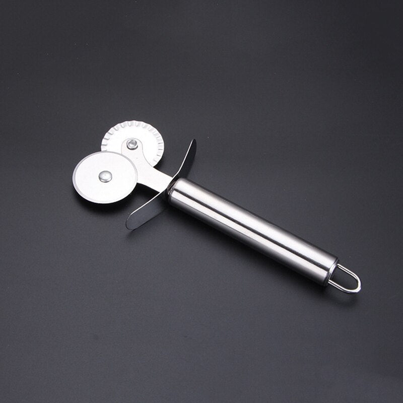 4 Patterns Stainless Steel Pizza Cutter Double Roller Pizza Knife Cutter Pastry Pasta Dough Crimper Kitchen Pizza Tools - DunbiBeauty, LLC