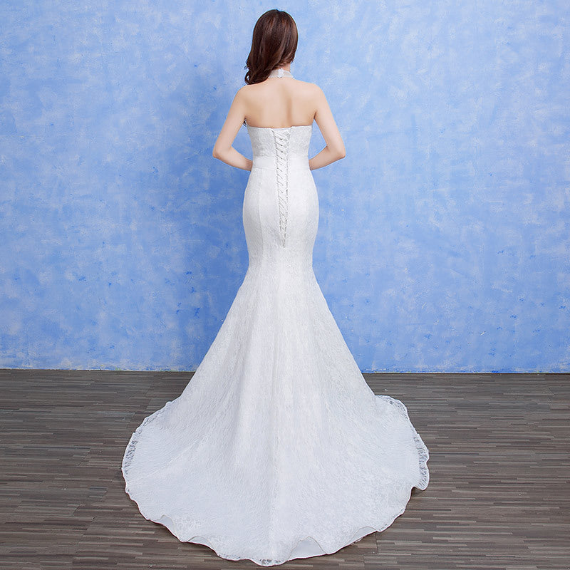 Women's Bridal Wedding Gown with Lace Mermaid Style Tail nihaodropshipping