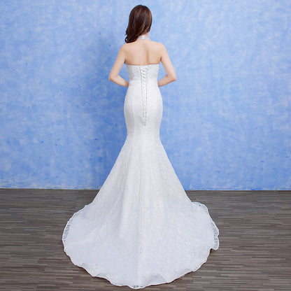 Women's Bridal Wedding Gown with Lace Mermaid Style Tail nihaodropshipping