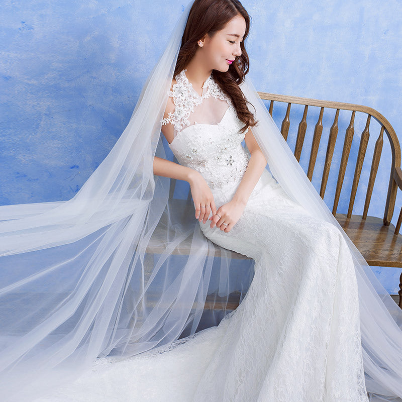 Women's Bridal Wedding Gown with Lace Mermaid Style Tail nihaodropshipping