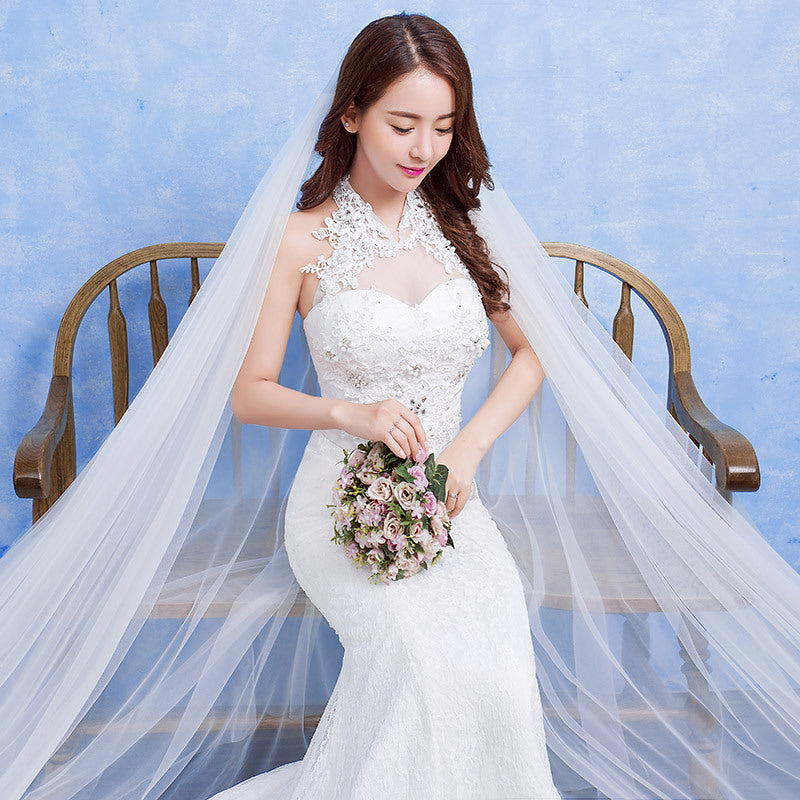 Women's Bridal Wedding Gown with Lace Mermaid Style Tail nihaodropshipping