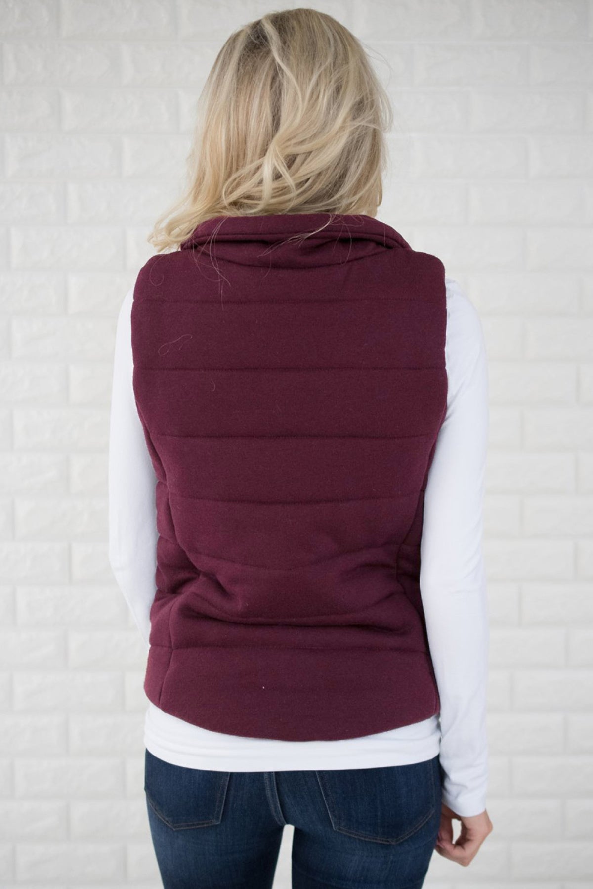 Quilted Mock Neck Vest Kiwidrop