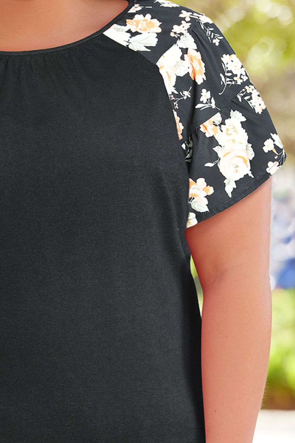 Plus Size Floral Spliced Tee Shirt