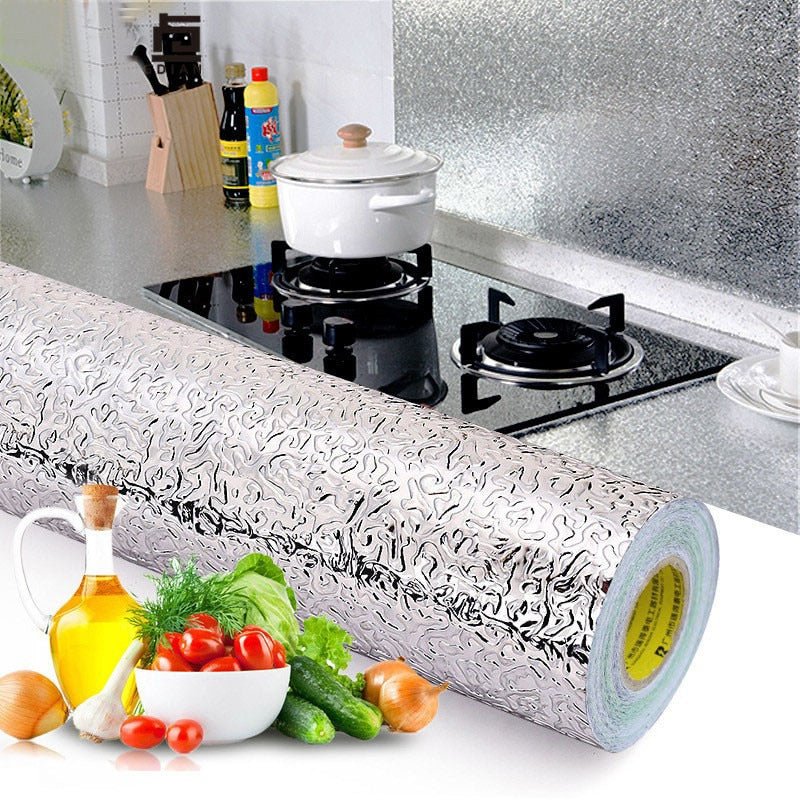 40W*100L CM Kitchen Wall Stove Aluminum Foil Oil-proof Anti-fouling Self-adhesive Croppable Wall Sticker - DunbiBeauty, LLC